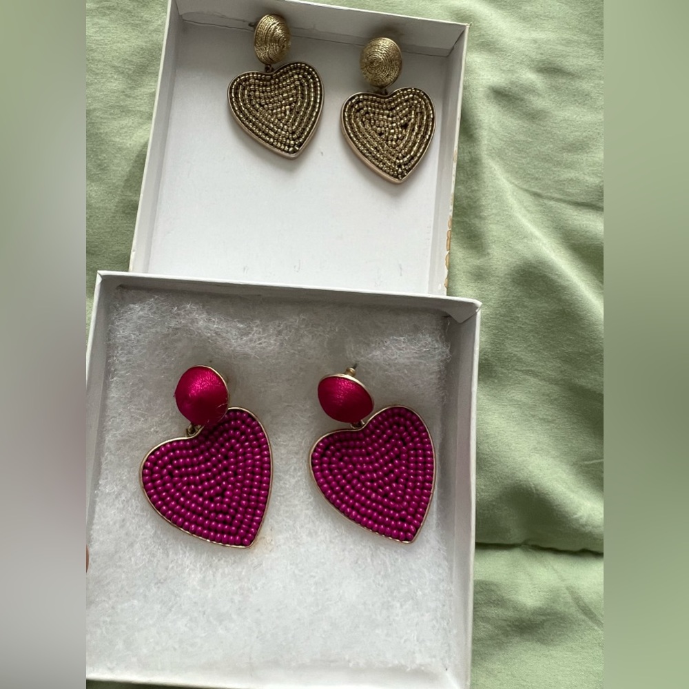 J Crew Heart Shaped Drop Earrings